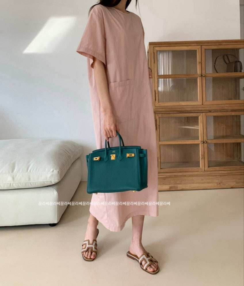 🌿 [럭키룸] 77까지 추천✨ 입는 순간 날씬해 보이는 바스락 포켓 롱원피스 Lucky Room Pocket Long Dress