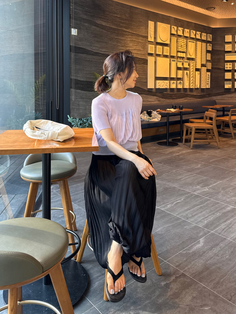 ✨🌿 ❄️셔링 쿨 플리츠 탑 블라우스 │ Shirring Cool Pleats Top Blouse │ Ultra-Light Summer Pleats Tee