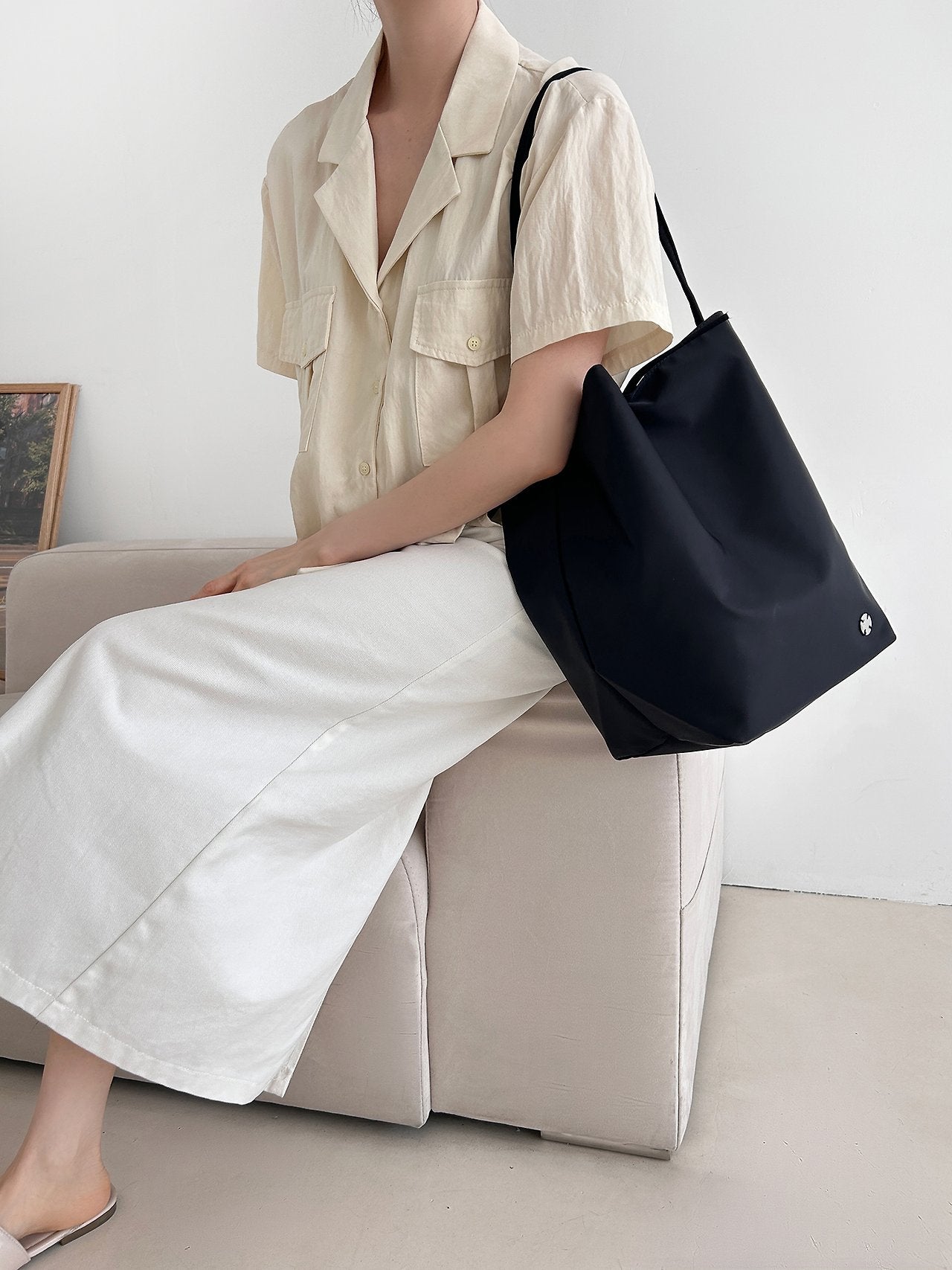 ✨🖤 더 *우 파크 스타일 프리미엄 나일론 숄더백 | Lightweight Everyday Tote | Travel & Daily Bag | 미니멀 데일리백