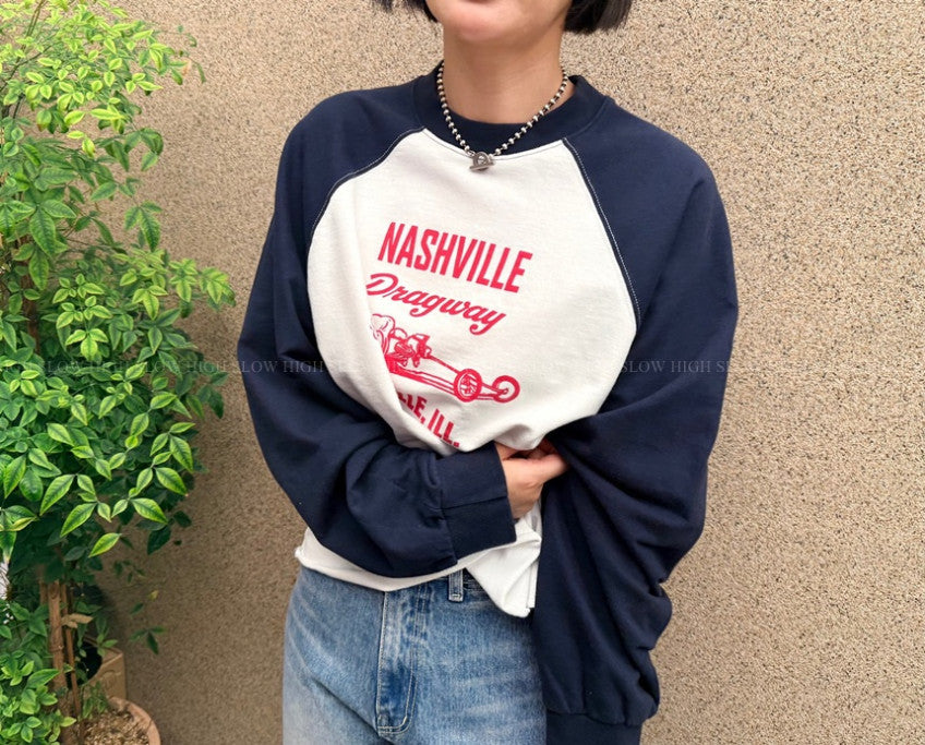 🤍 [빈티지 워싱] 내슈빌 나그랑 긴팔 티셔츠 | Nashville Vintage Raglan Tee