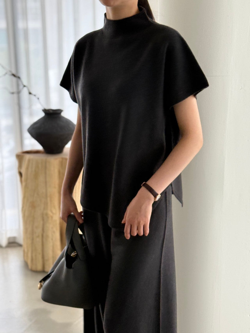 ✨ [PREMIUM LINE] 미네르바 홀가먼트 사이드 슬릿 모크넥 탑 | Minerva Wholegarment Side Slit Mock Neck Top