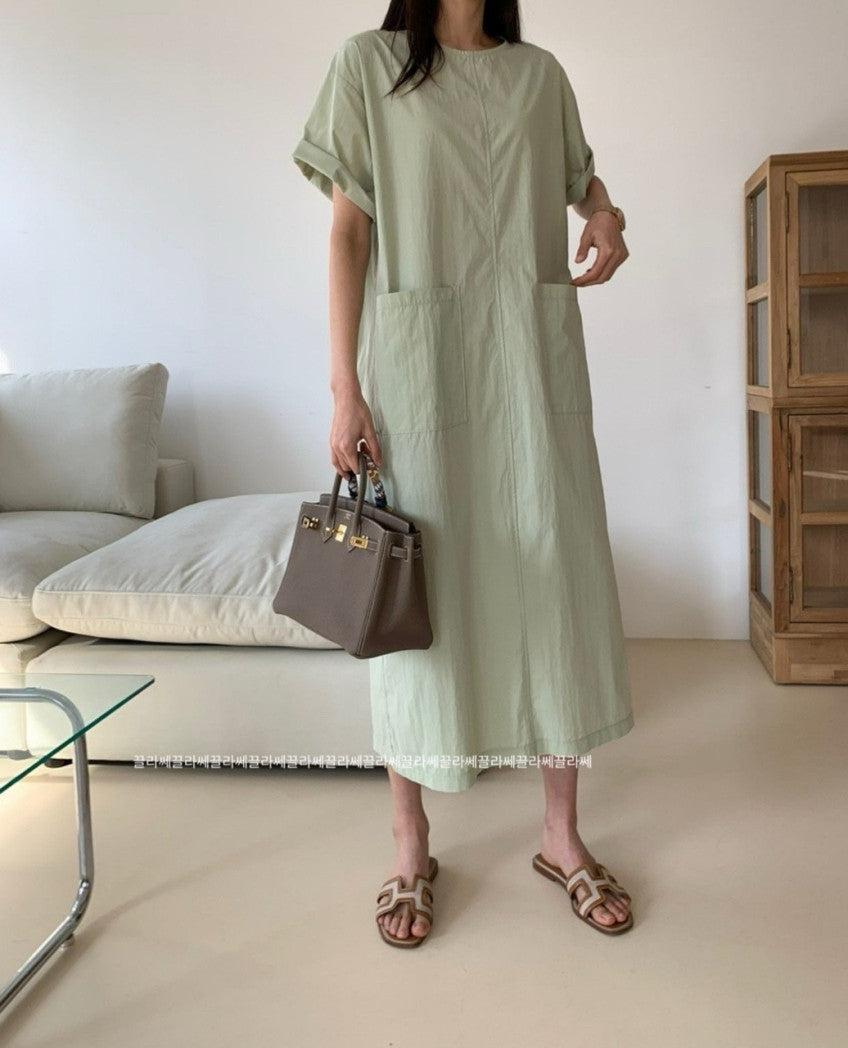 🌿 [럭키룸] 77까지 추천✨ 입는 순간 날씬해 보이는 바스락 포켓 롱원피스 Lucky Room Pocket Long Dress