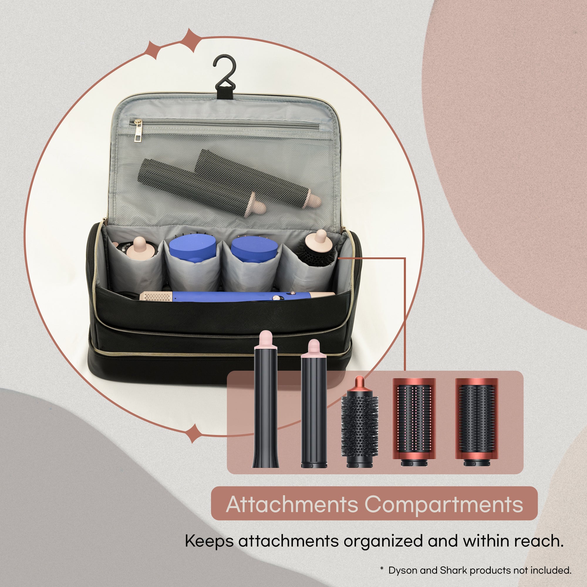 다이슨 에어랩 케이스(검정)/ Travel Case for Dyson Airwrap(Black) – Double-Layer Organizer