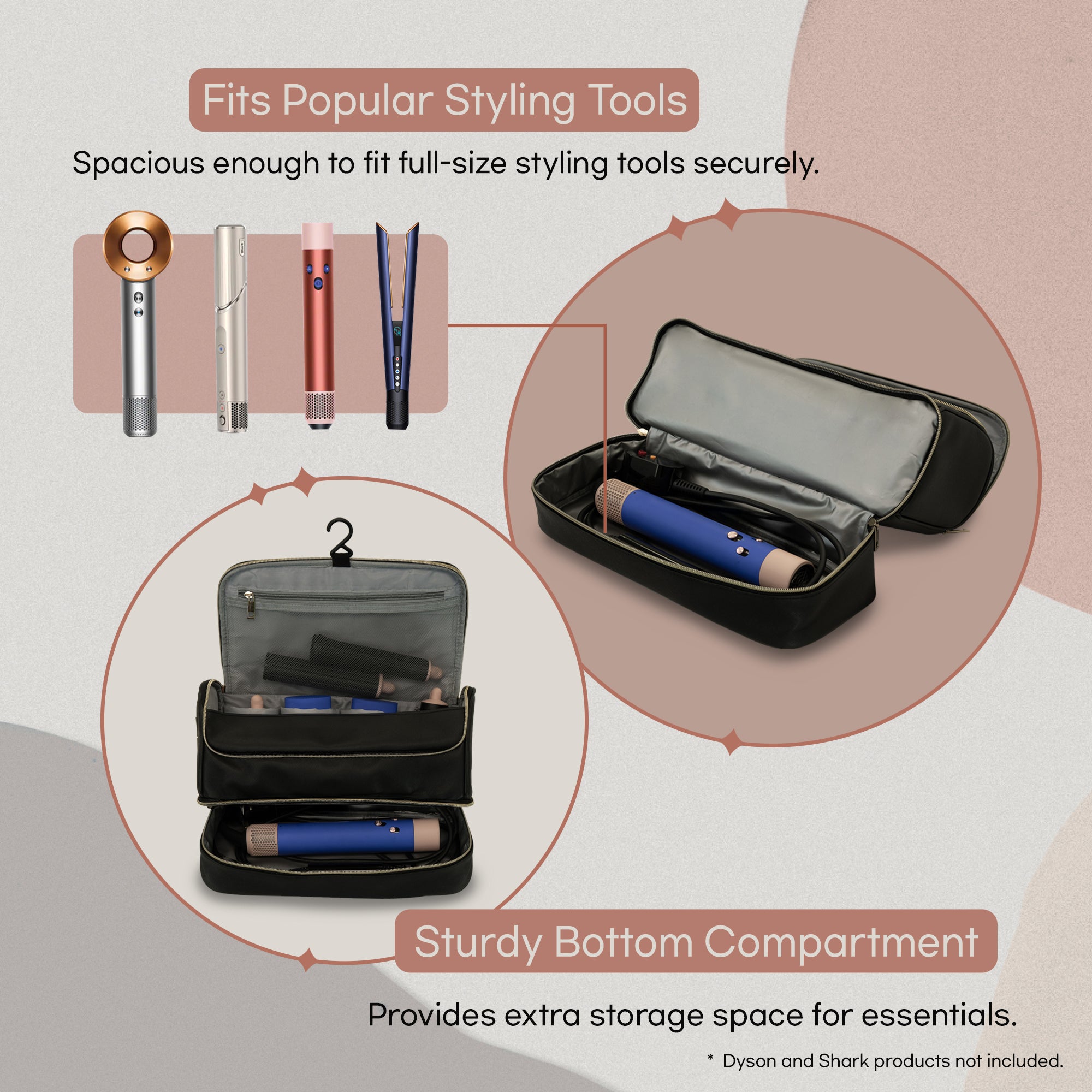 다이슨 에어랩 케이스(검정)/ Travel Case for Dyson Airwrap(Black) – Double-Layer Organizer