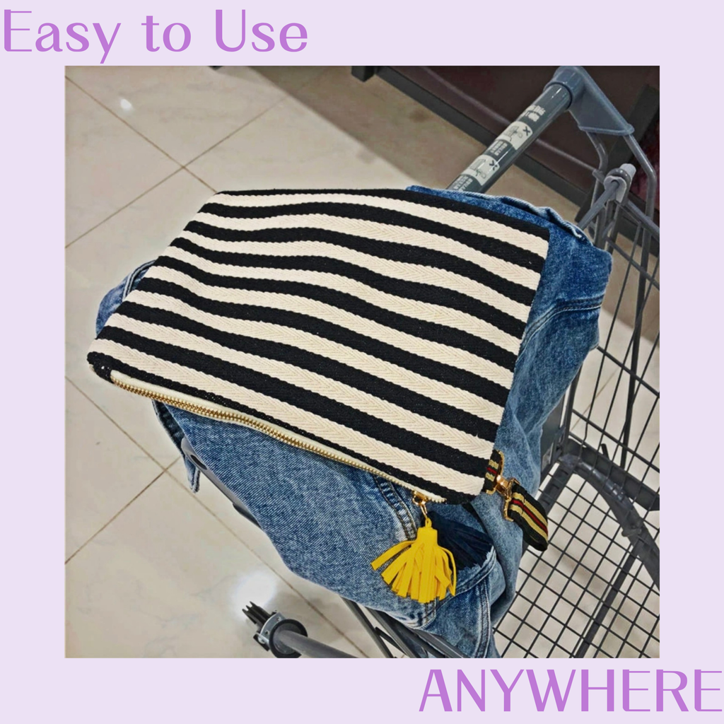 멀티 메이크업 파우치(검정)/ Striped Canvas Multi Pouch – Makeup · Travel · Everyday Organizer(Black)