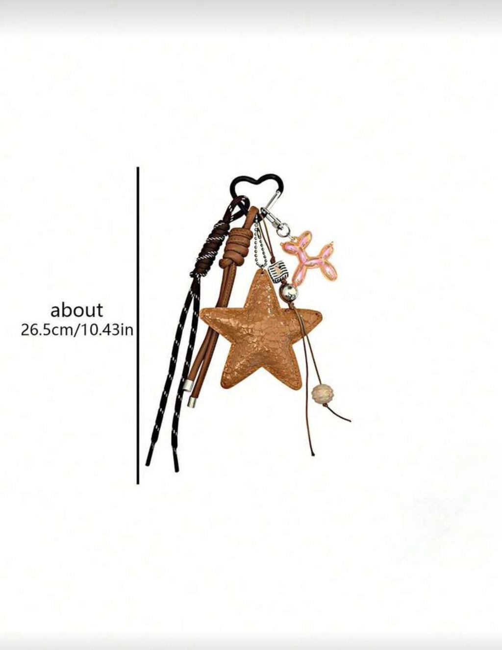 🇰🇷 메탈릭 Y2K 스타 참 키링 · 실버/블랙 · 가방 펜던트 포인트 악세서리 (단품)/Metallic Y2K Star Bag Charm 1pcs· Keychain & Pendant Accessory