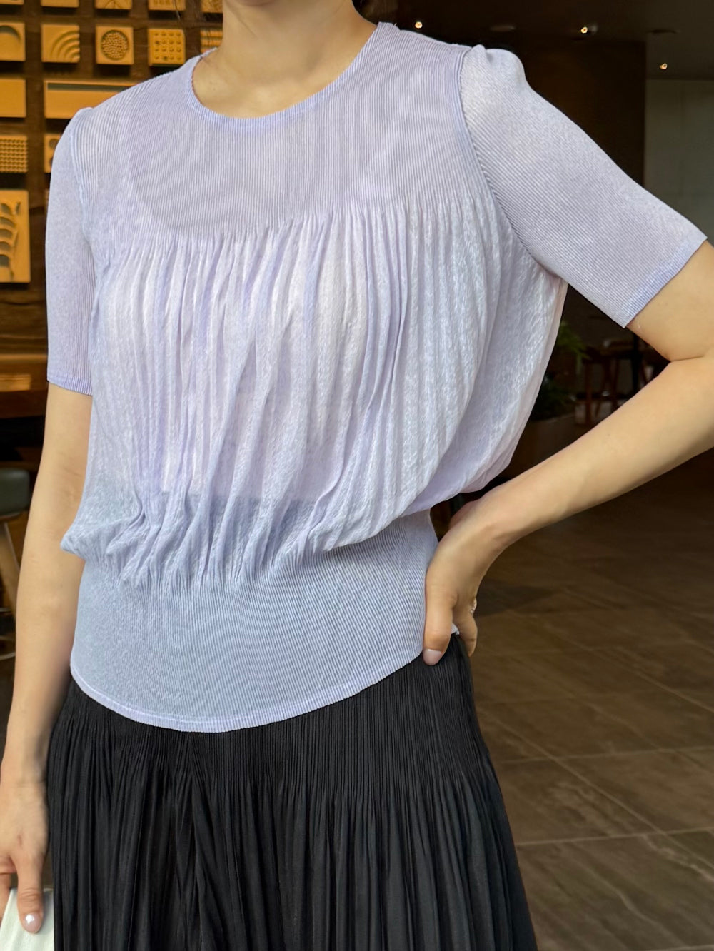 ✨🌿 ❄️셔링 쿨 플리츠 탑 블라우스 │ Shirring Cool Pleats Top Blouse │ Ultra-Light Summer Pleats Tee