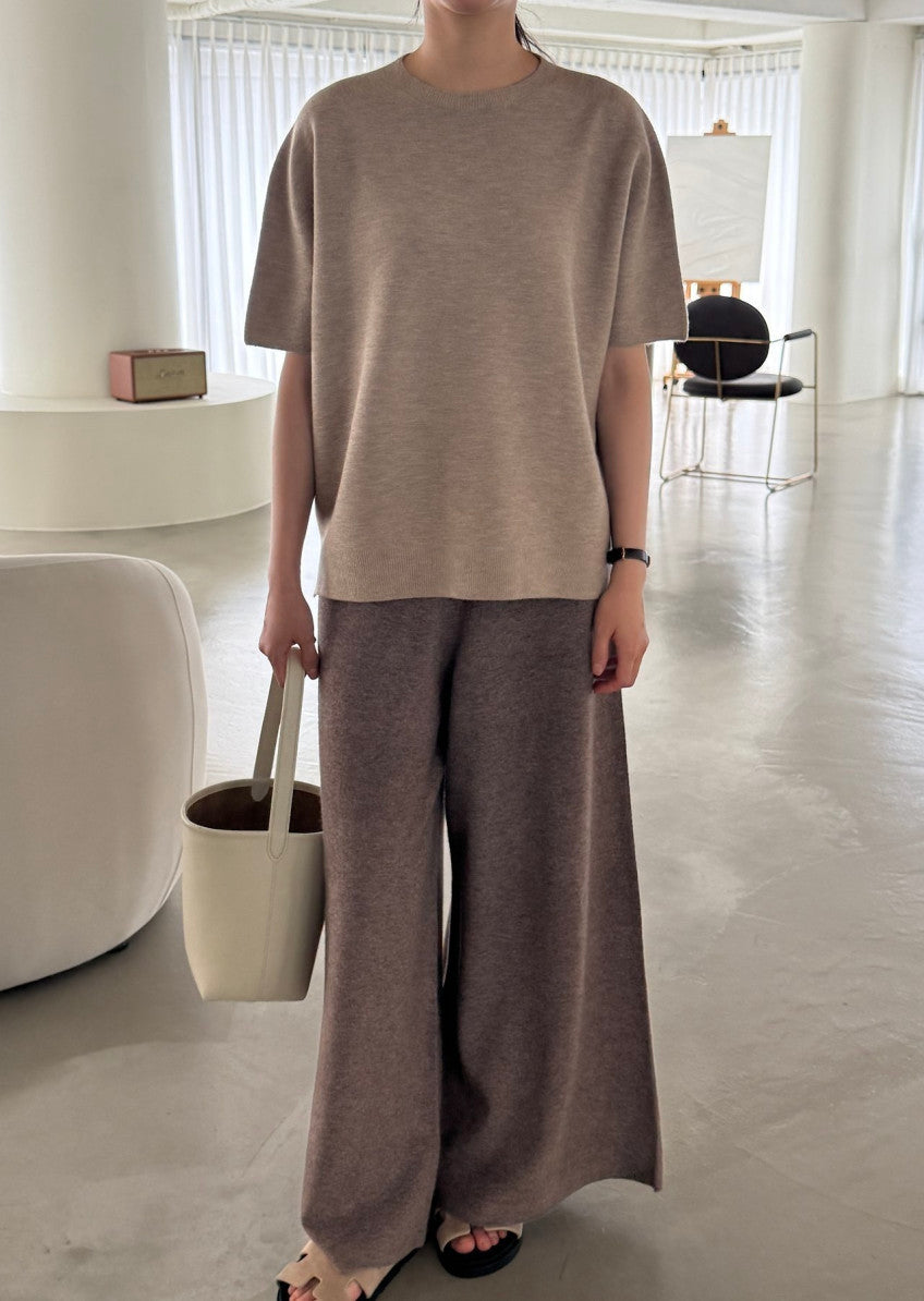 ✨ [PREMIUM LINE] 미네르바 캐시울 루즈핏 홀가먼트 울 100% 와이드 니트 팬츠 | Premium Wholegarment 100% Wool Wide Knit Pants