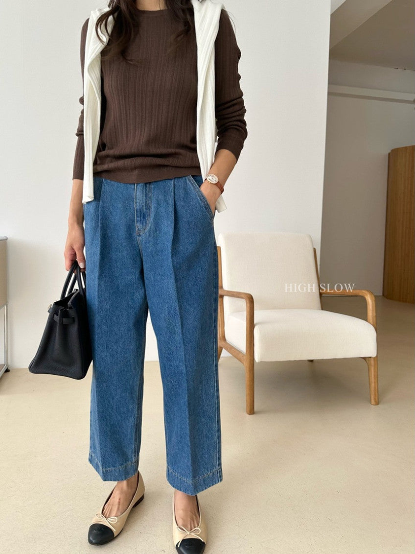 👖 카인드 미니 핀턱 데님 팬츠 | Kind Mini Pintuck Denim Pants