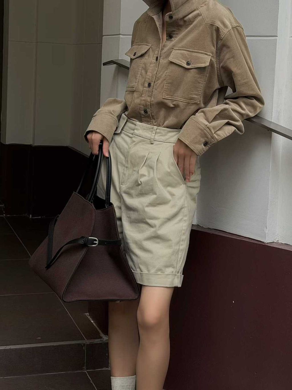 👜 [가을무드 캔버스] 더로* 마고 스타일 소가죽 배색 빅 토트백 | Canvas & Leather Margaux Style Large Tote Bag