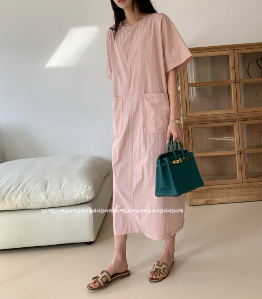🌿 [럭키룸] 77까지 추천✨ 입는 순간 날씬해 보이는 바스락 포켓 롱원피스 Lucky Room Pocket Long Dress