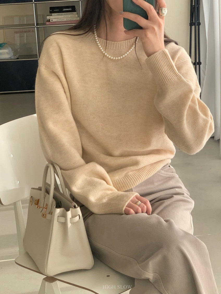 🧶 [프리미엄 라인] 슈퍼파인 메리노울 100% 홀가먼트 루즈핏 니트 | Premium Superfine Merino Wool Wholegarment Knit