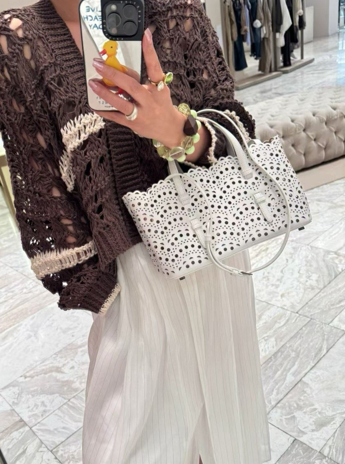 👜✨ 삼성가가 선택한 스타일 프리미엄 소가죽 알*이 미나 펀칭 미니 토트백 | Premium Leather Mini Tote | 여름 데일리백 🤍🖤🤎