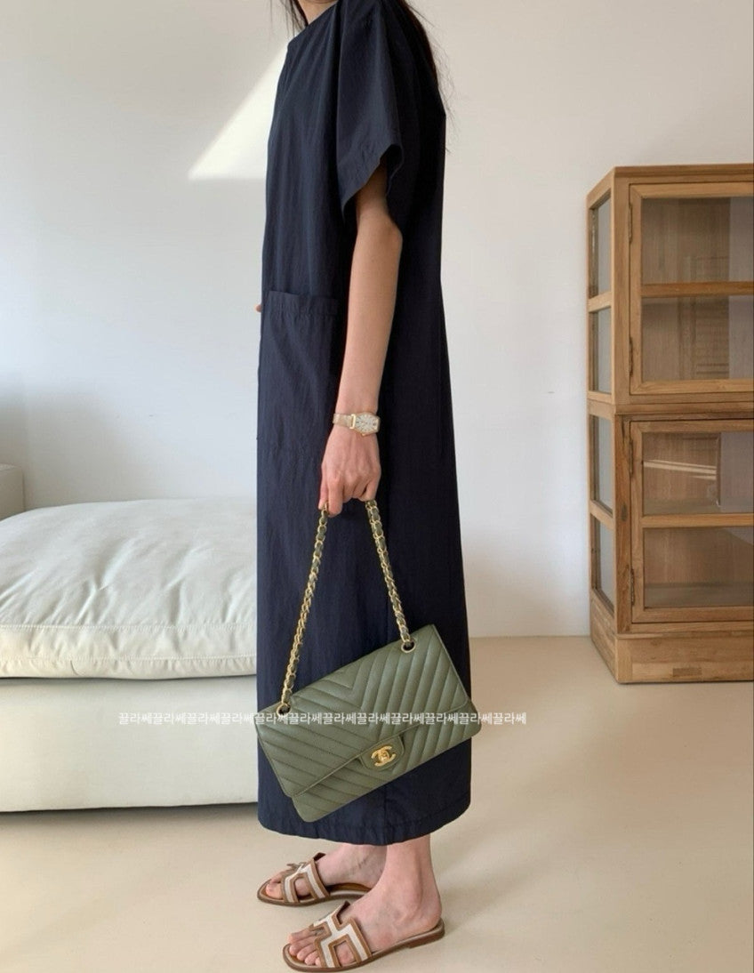 🌿 [럭키룸] 77까지 추천✨ 입는 순간 날씬해 보이는 바스락 포켓 롱원피스 Lucky Room Pocket Long Dress