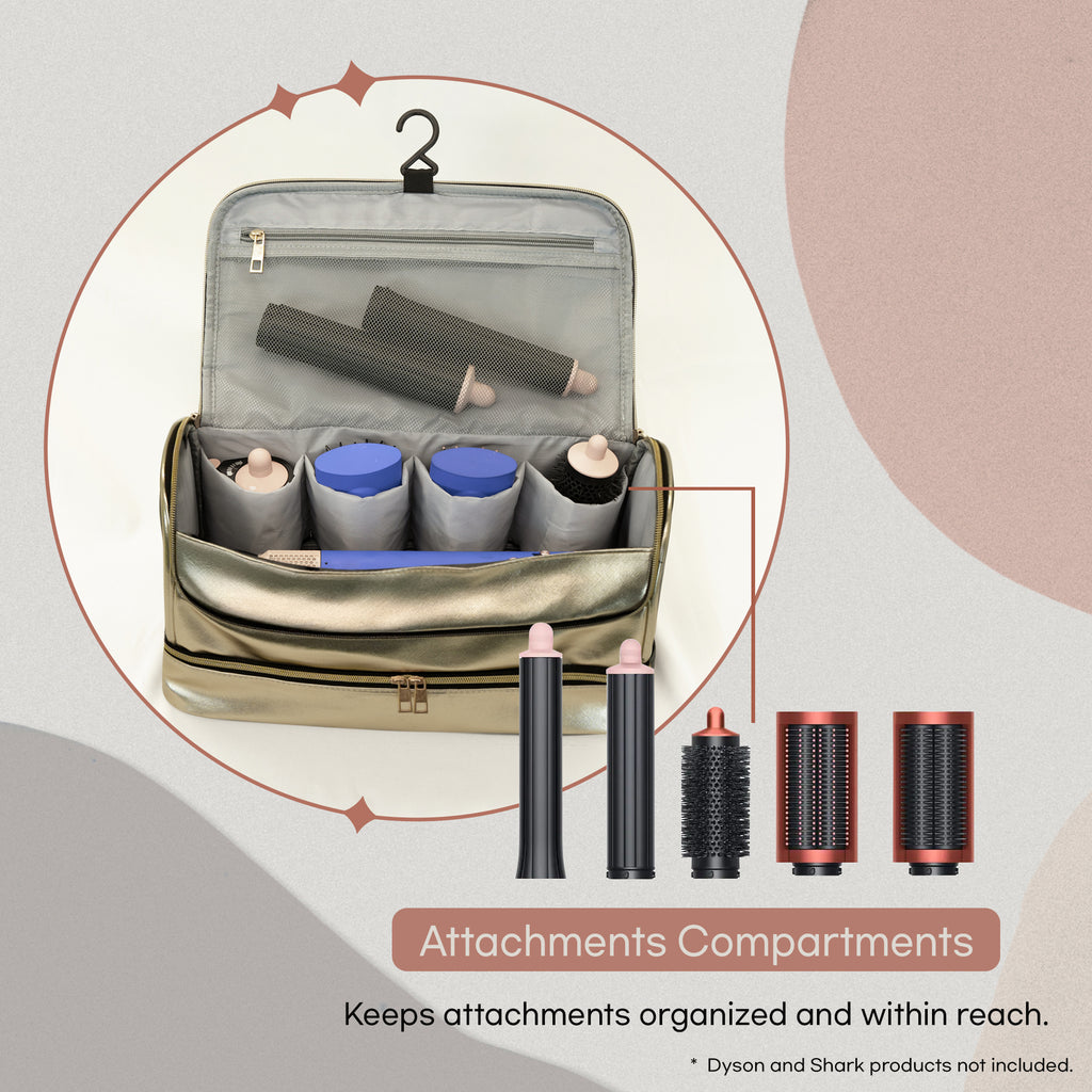 다이슨 에어랩 케이스(골드) /Travel Case for Dyson Airwrap (Gold) – Double-Layer Organizer