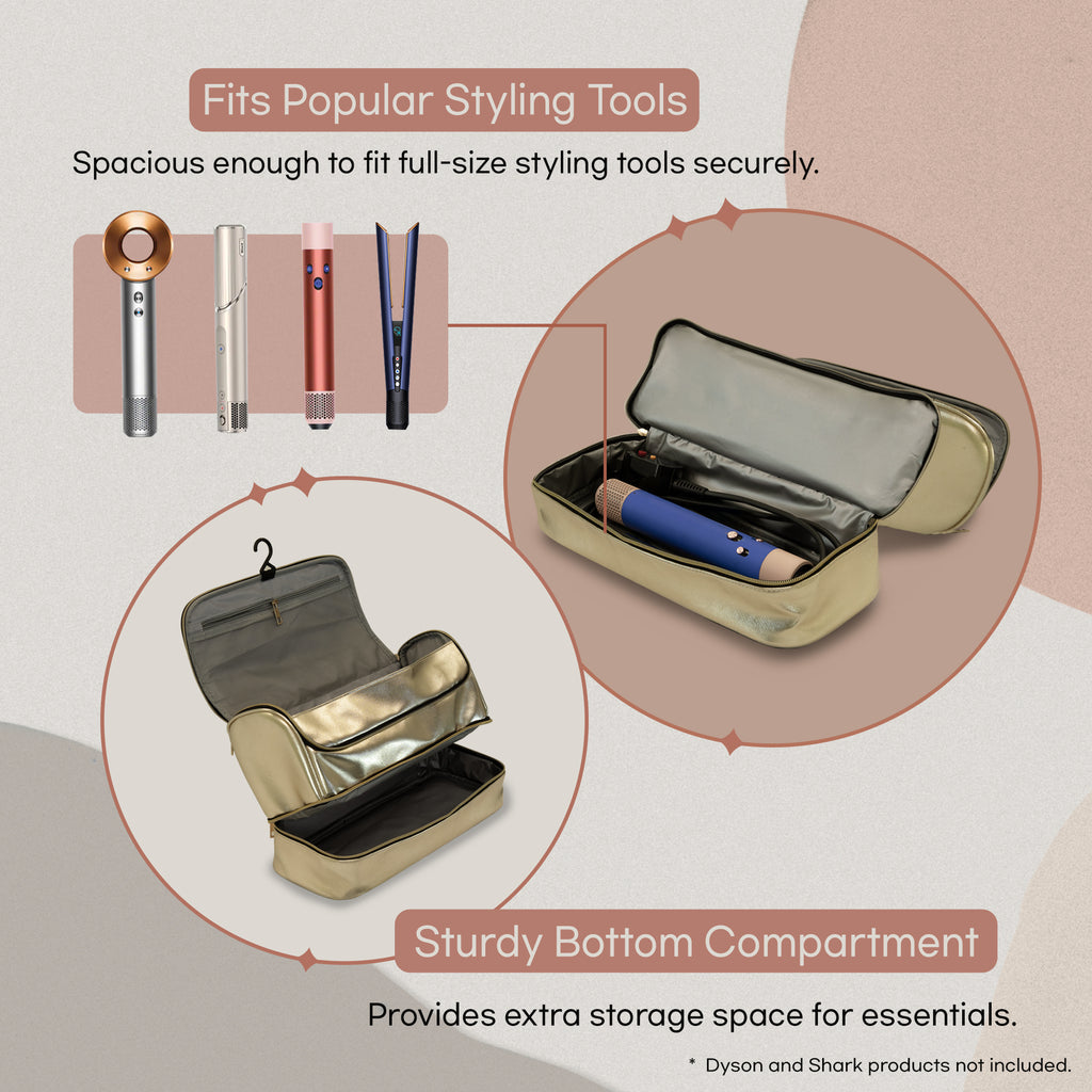 다이슨 에어랩 케이스(골드) /Travel Case for Dyson Airwrap (Gold) – Double-Layer Organizer