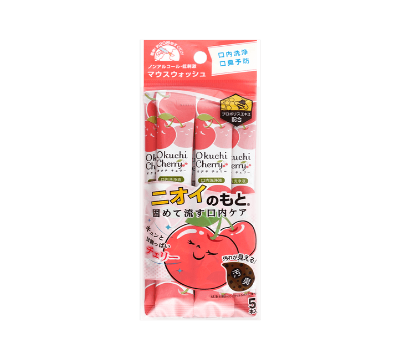 🇯🇵🤭👄Techxcels Okuchi 휴대용 구강청결제 5포 세트 (피치/체리/라임민트/레몬)//Techxcels Okuchi Portable Mouthwash 5-Pack (Peach / Cherry / Lime Mint / Lemon)