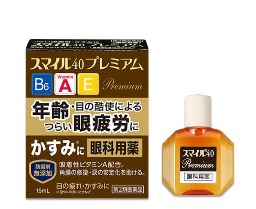 🇯🇵스마일 40 프리미엄 아이드롭 | 비타민 B6·A·E 함유 눈 피로·건조 개선 안약/Smile 40 Premium Eye Drops | Vitamin B6·A·E Formula for Eye Fatigue & Dryness Relief (Japan Best Seller)