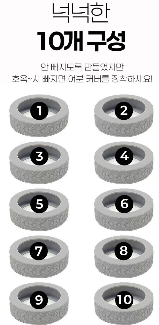 ✈️5세대 캐리어 바퀴 커버 10P – 실리콘 미끄럼 방지·소음 방지 / MonsterFarm 5th Gen Silicone Luggage Wheel Covers 10 Pack – Anti-Slip & Noise Reduction