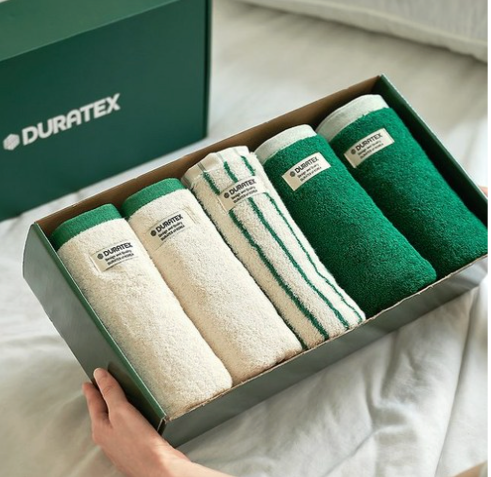 [듀라텍스] 먼지없는 호텔 수건 40수 코마사 200g 톡톡 중량 타월 5P /10P 세트 White & Green | DURATEX Arbella Towel 5P Set White & Green