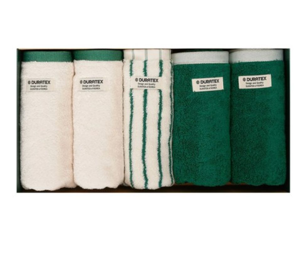 [듀라텍스] 먼지없는 호텔 수건 40수 코마사 200g 톡톡 중량 타월 5P /10P 세트 White & Green | DURATEX Arbella Towel 5P Set White & Green