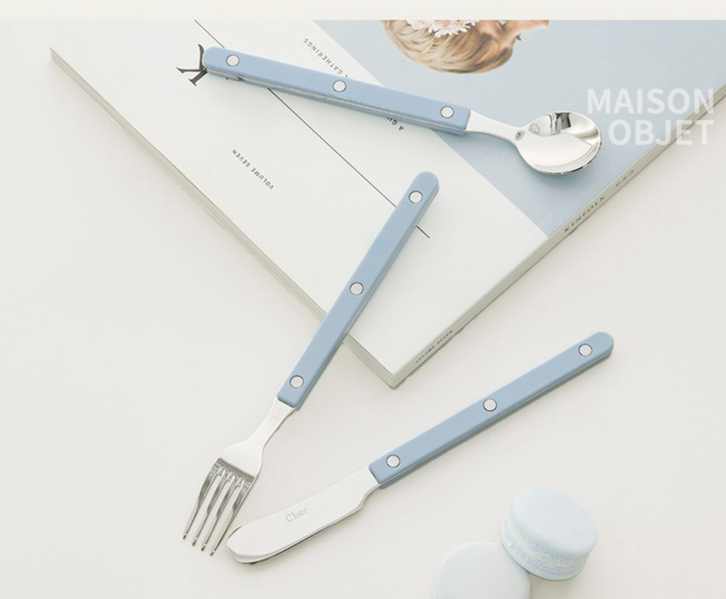 🇰🇷[프리미엄 디저트 커트러리][메종 오브제] 파르베 1인 디저트 세트 (티스푼 + 티포크 + 버터나이프)  Farbe 1-Person Dessert Cutlery Set (Teaspoon + Fork + Butter Knife)**