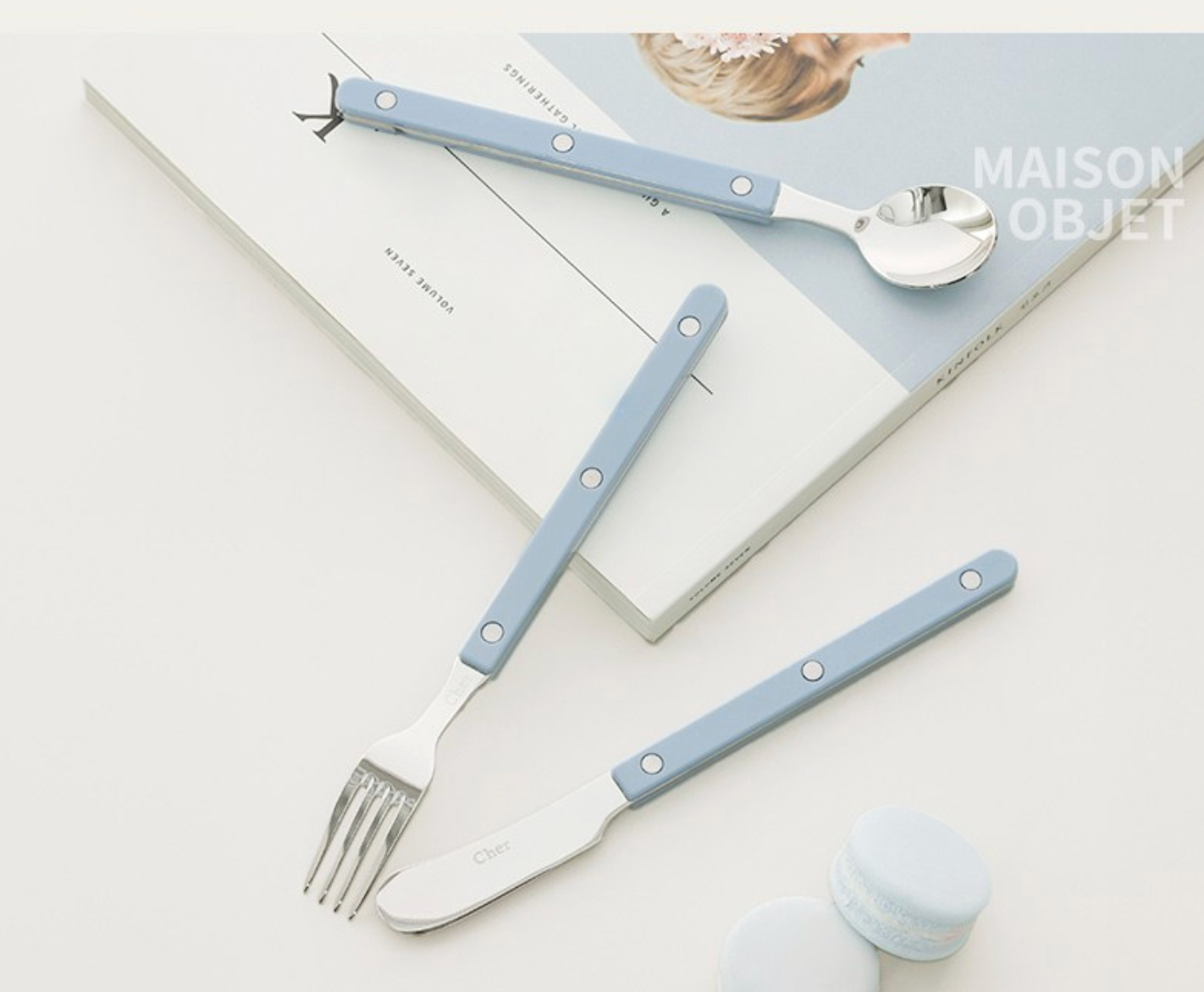 🇰🇷[프리미엄 디저트 커트러리][메종 오브제] 파르베 1인 디저트 세트 (티스푼 + 티포크 + 버터나이프)  Farbe 1-Person Dessert Cutlery Set (Teaspoon + Fork + Butter Knife)**
