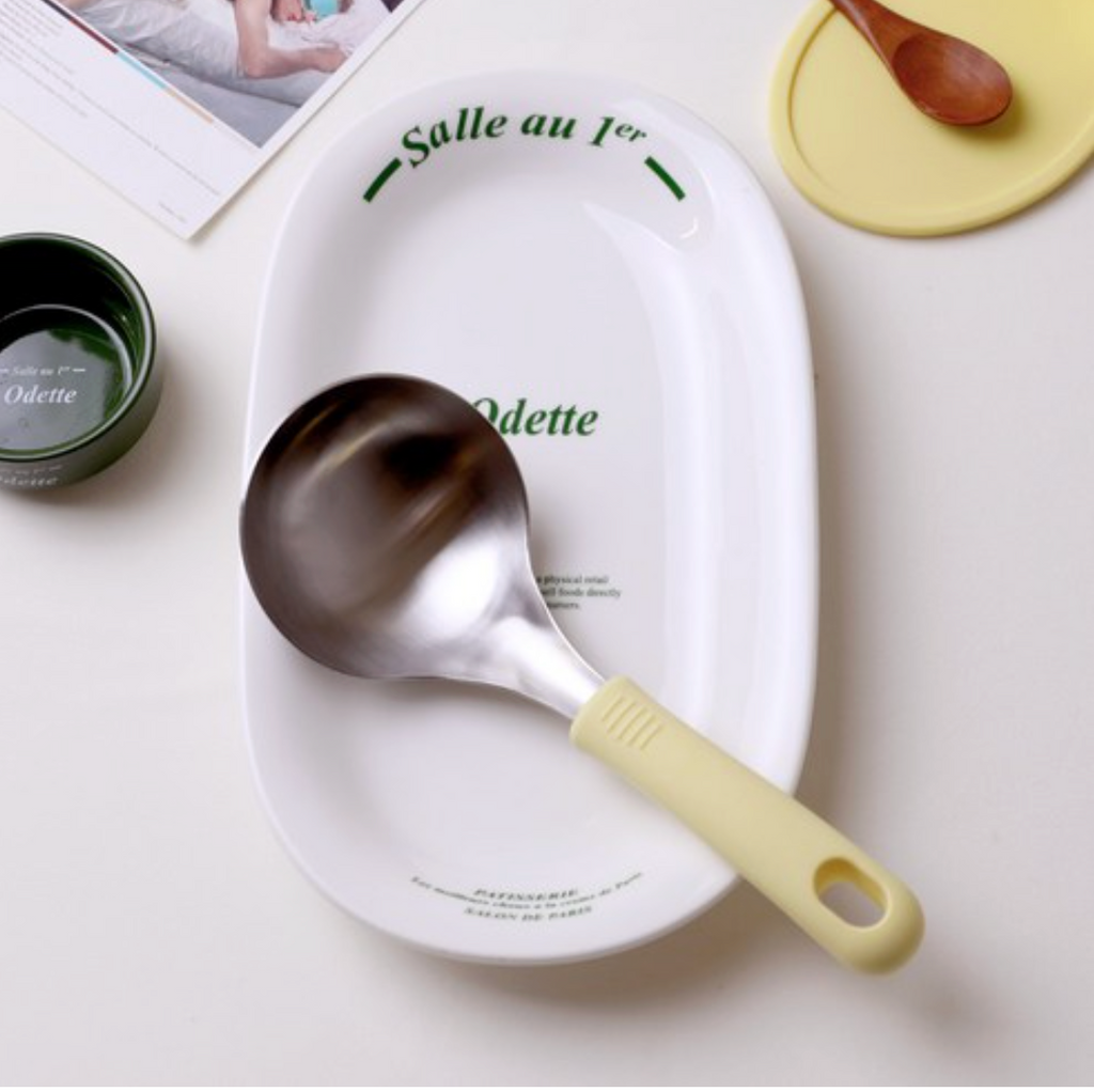 [재고털이 세일][이 가격에는 추가 재입고 없음]👍🏻전현무 국자👍🏻304 스테인리스 실리콘 핸들 + 전용 홀더 / Premium Stainless Ladle with Silicone Handle & Stand