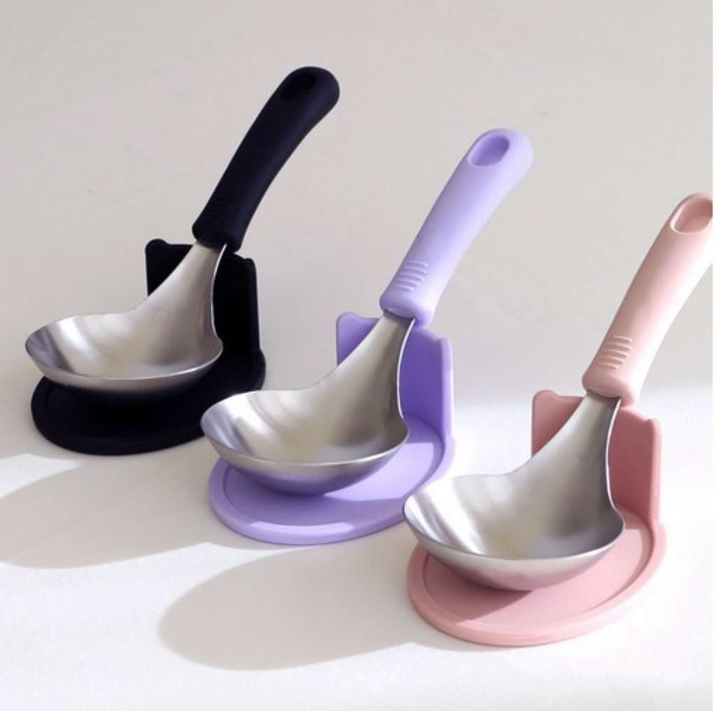 [재고털이 세일][이 가격에는 추가 재입고 없음]👍🏻전현무 국자👍🏻304 스테인리스 실리콘 핸들 + 전용 홀더 / Premium Stainless Ladle with Silicone Handle & Stand