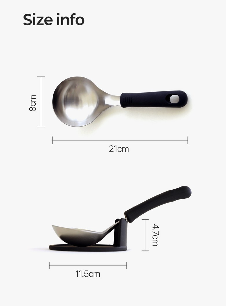 [재고털이 세일][이 가격에는 추가 재입고 없음]👍🏻전현무 국자👍🏻304 스테인리스 실리콘 핸들 + 전용 홀더 / Premium Stainless Ladle with Silicone Handle & Stand