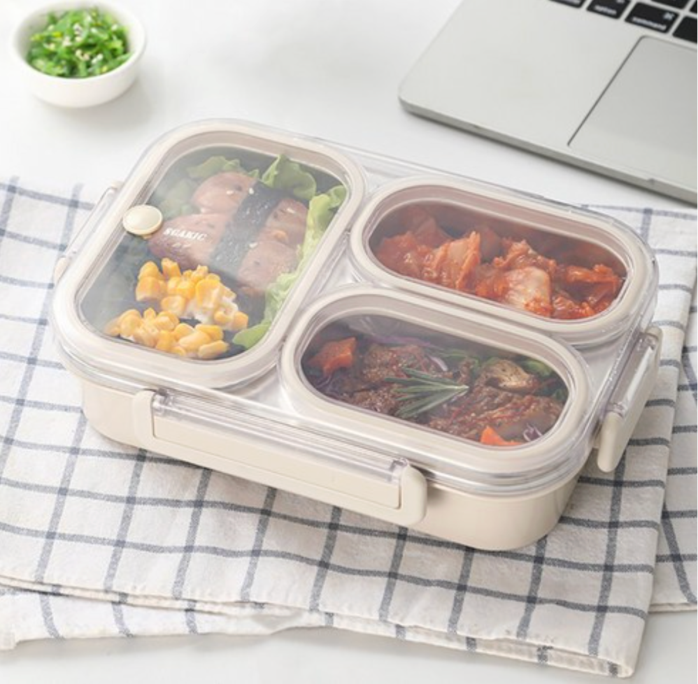 🔥Best🔥[밀폐도시락]새지않아요👍🏻2,3,4단 스텐 런치박스 (베이지) 🍱 – 직장인·소풍·도시락 완벽 세트  SGAKIC 2,3,4-Tier Stainless Lunch Box | Stackable Bento Box for Meal Prep & On-the-Go