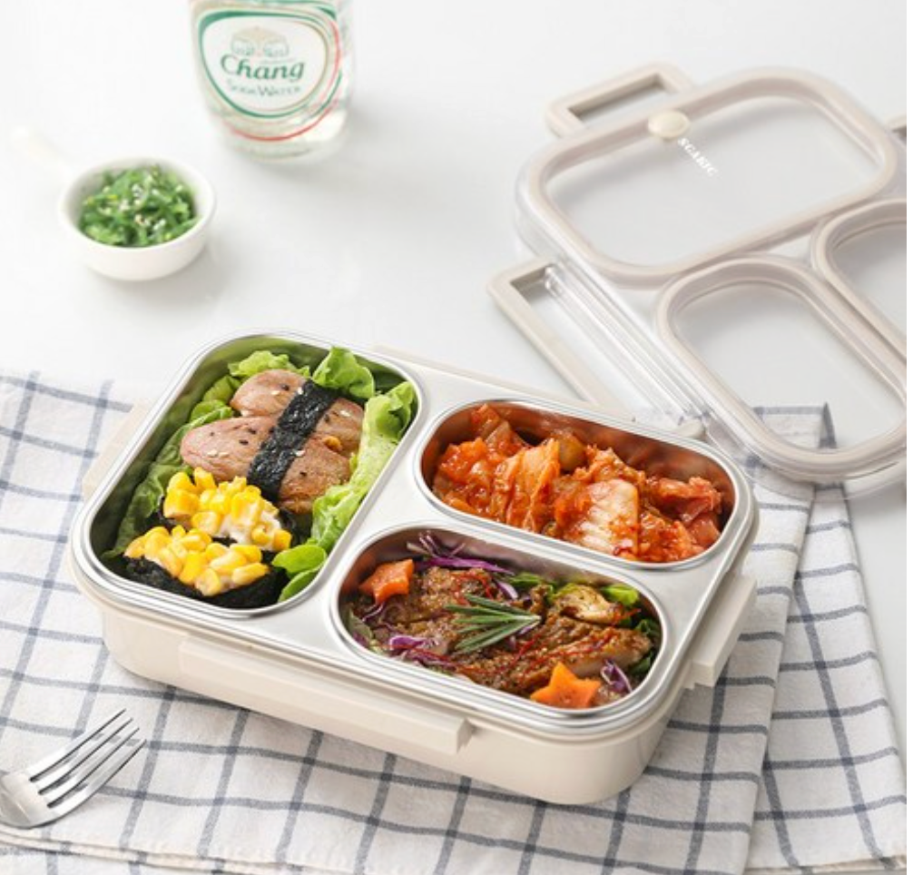 🔥Best🔥[밀폐도시락]새지않아요👍🏻2,3,4단 스텐 런치박스 (베이지) 🍱 – 직장인·소풍·도시락 완벽 세트  SGAKIC 2,3,4-Tier Stainless Lunch Box | Stackable Bento Box for Meal Prep & On-the-Go