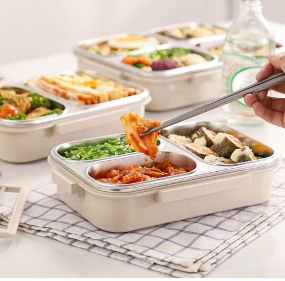 🔥Best🔥[밀폐도시락]새지않아요👍🏻2,3,4단 스텐 런치박스 (베이지) 🍱 – 직장인·소풍·도시락 완벽 세트  SGAKIC 2,3,4-Tier Stainless Lunch Box | Stackable Bento Box for Meal Prep & On-the-Go