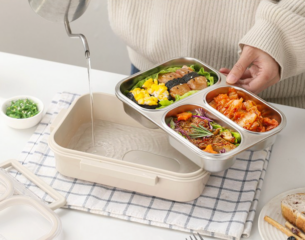 🔥Best🔥[밀폐도시락]새지않아요👍🏻2,3,4단 스텐 런치박스 (베이지) 🍱 – 직장인·소풍·도시락 완벽 세트  SGAKIC 2,3,4-Tier Stainless Lunch Box | Stackable Bento Box for Meal Prep & On-the-Go