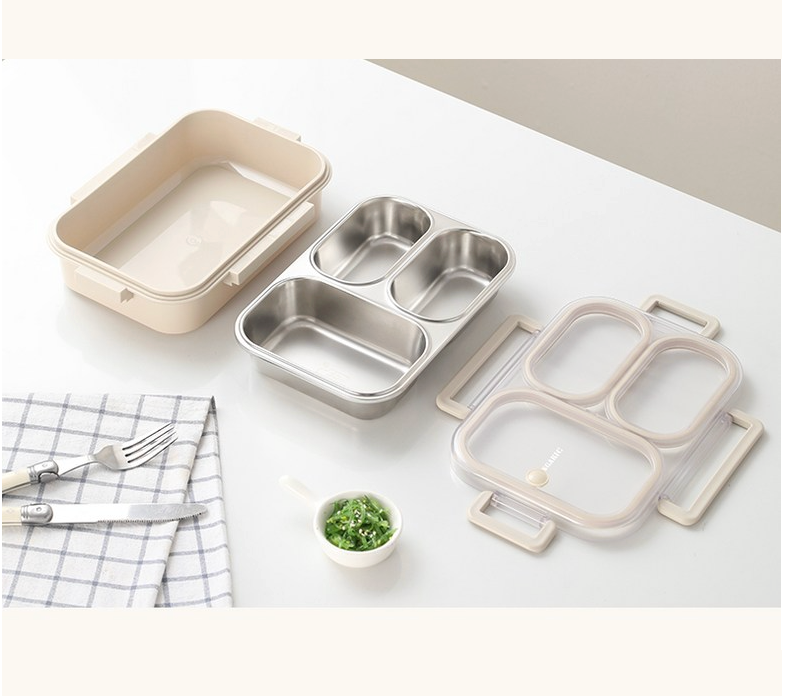 🔥Best🔥[밀폐도시락]새지않아요👍🏻2,3,4단 스텐 런치박스 (베이지) 🍱 – 직장인·소풍·도시락 완벽 세트  SGAKIC 2,3,4-Tier Stainless Lunch Box | Stackable Bento Box for Meal Prep & On-the-Go