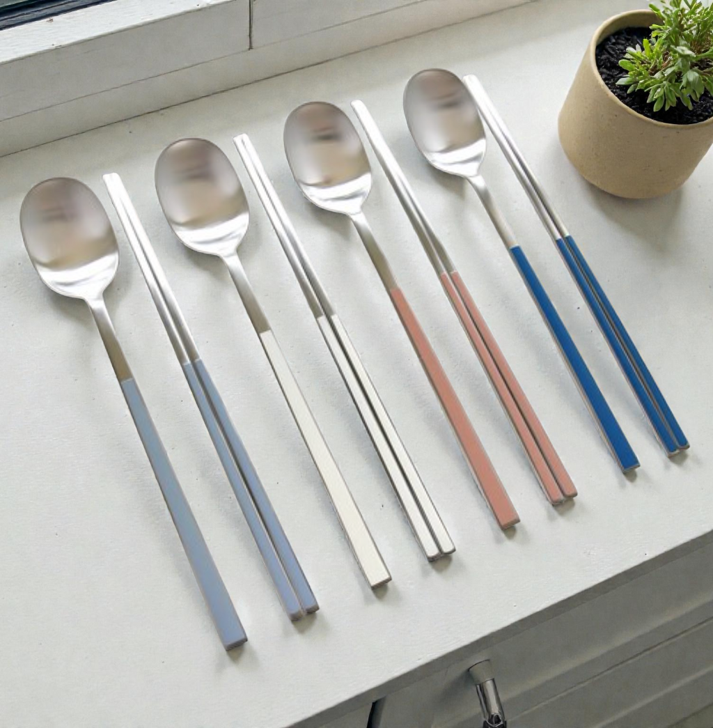 🇰🇷🥄국내산 블루테이블 포스코 세라믹 컬러 수저 4인 세트  Handmade Ceramic Color Cutlery Set (4-Person Set)