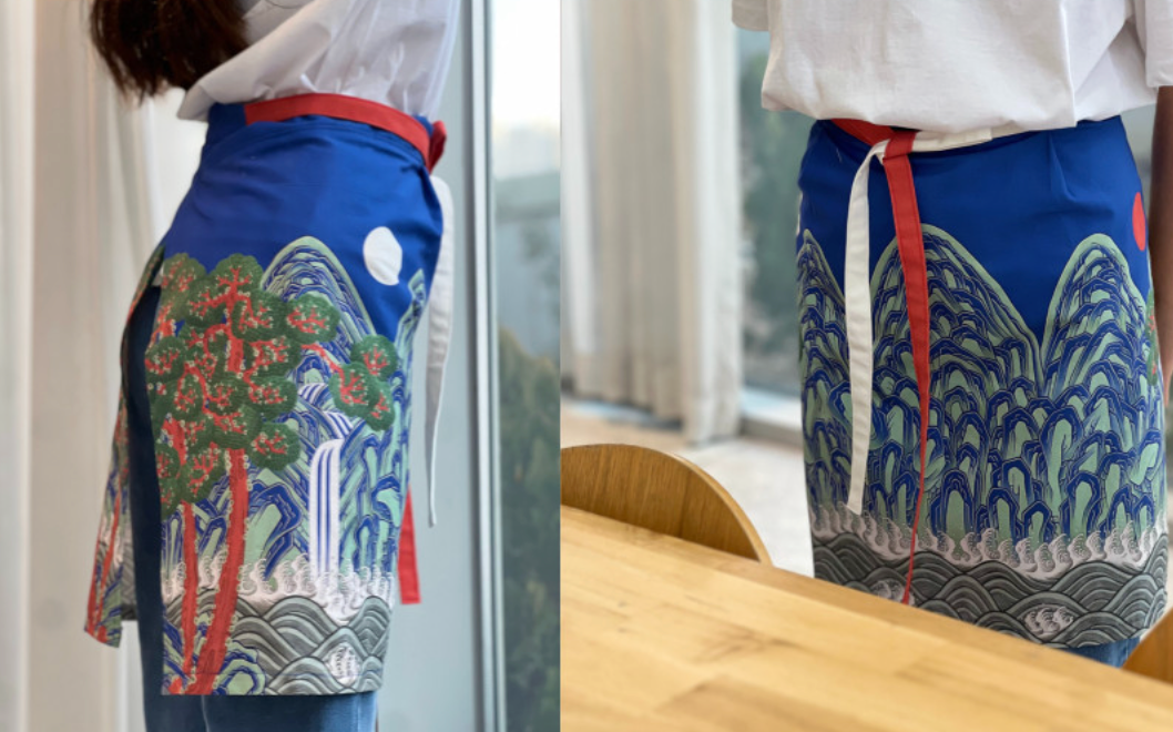 🇰🇷궁중화원 궁중화 일월오봉도 앞치마 Royal Palace Ilwolobongdo Apron