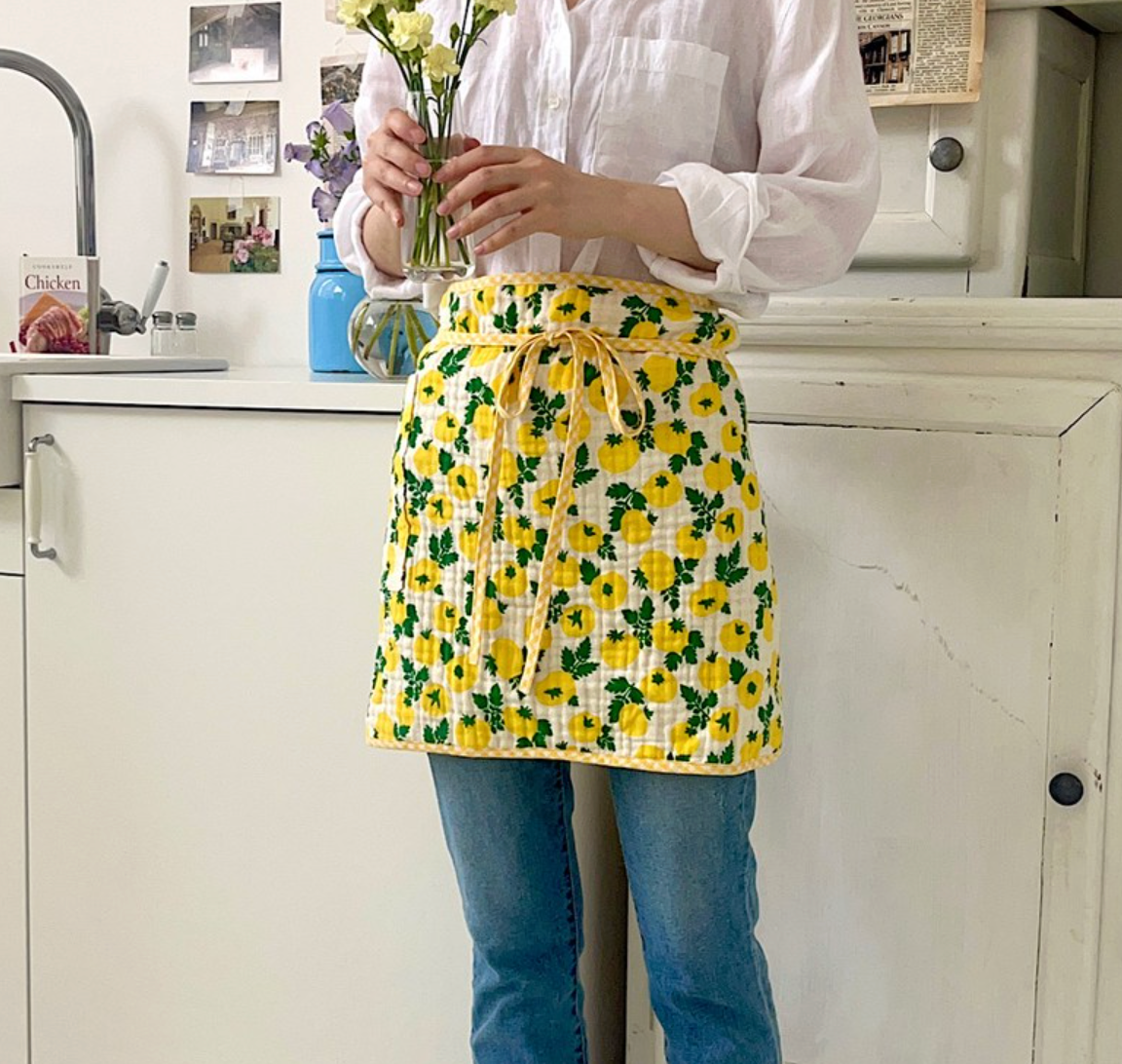 🇰🇷한국100%핸드메이드 4층 거즈원단 토마토 양면 허리앞치마 Tomato Reversible Waist Apron (Handmade)