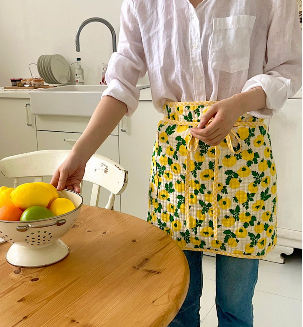 🇰🇷한국100%핸드메이드 4층 거즈원단 토마토 양면 허리앞치마 Tomato Reversible Waist Apron (Handmade)