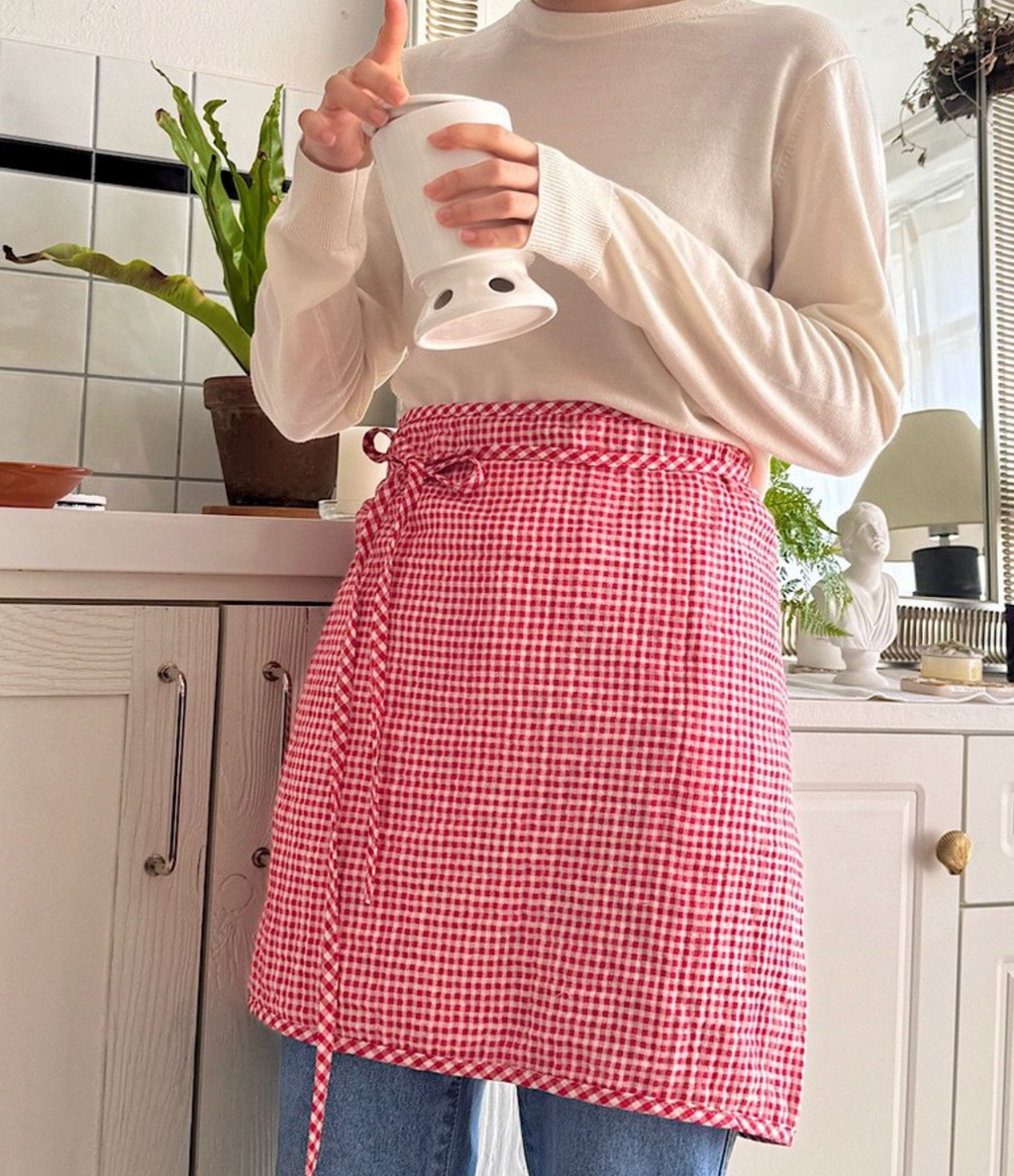 🇰🇷한국100%핸드메이드 4층 거즈원단 토마토 양면 허리앞치마 Tomato Reversible Waist Apron (Handmade)