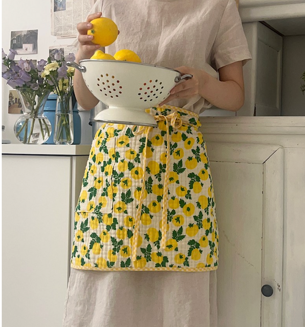 🇰🇷한국100%핸드메이드 4층 거즈원단 토마토 양면 허리앞치마 Tomato Reversible Waist Apron (Handmade)
