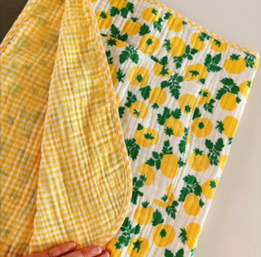 🇰🇷한국100%핸드메이드 4층 거즈원단 토마토 양면 허리앞치마 Tomato Reversible Waist Apron (Handmade)