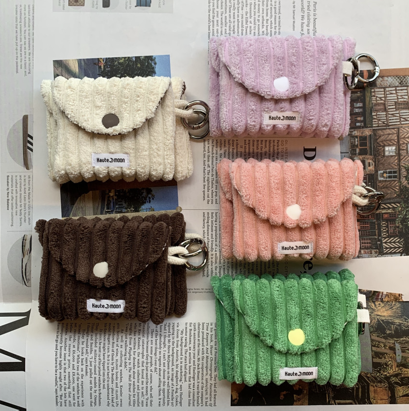 🇰🇷한국 핫템! 왕골덴 키링지갑 핸드메이드 카드지갑 Fabric Keyring Wallet (5 Colors)