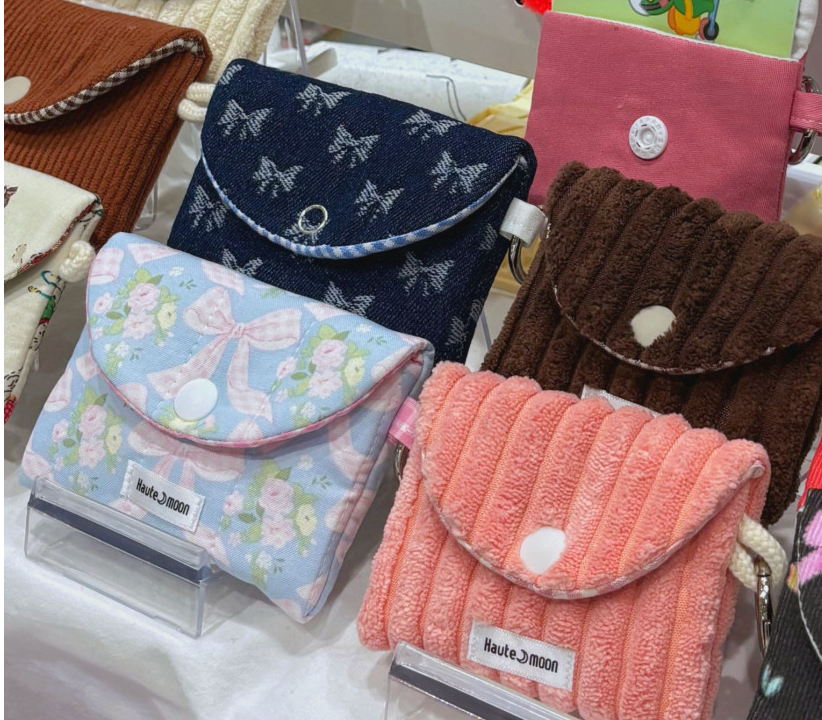 🇰🇷한국 핫템! 왕골덴 키링지갑 핸드메이드 카드지갑 Fabric Keyring Wallet (5 Colors)