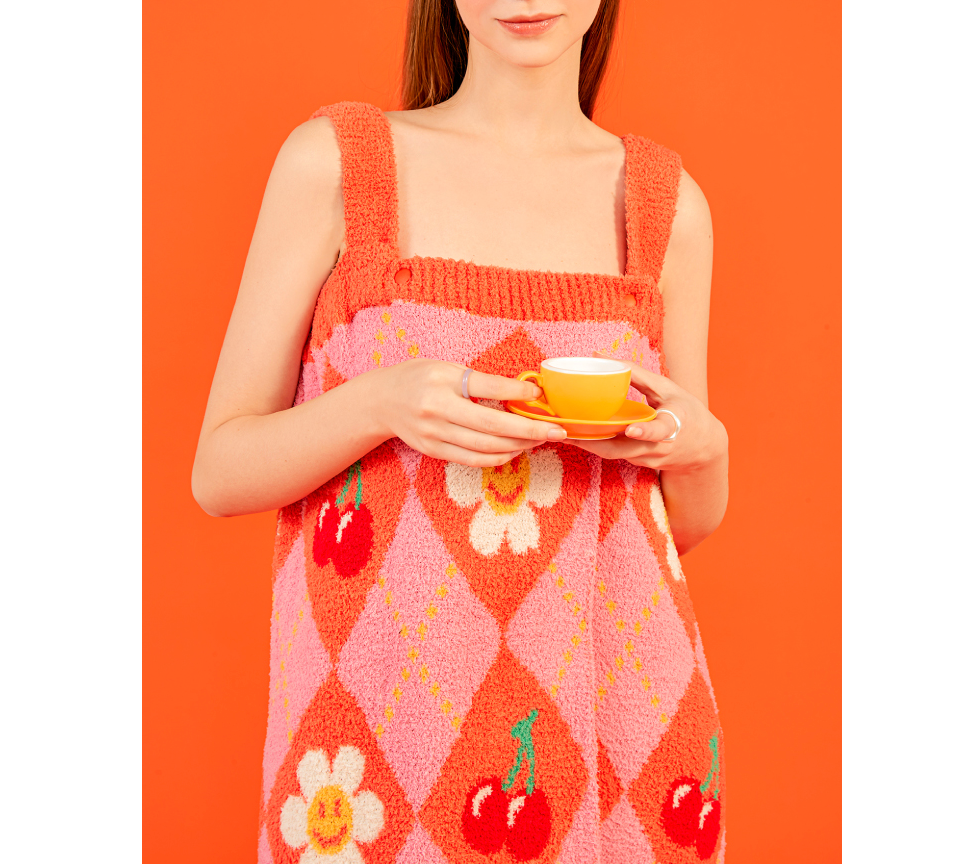 🌼 위글위글 샤워 목욕가운 배스 랩 타월 Smile Cherry Argyle Bath Wrap Towel