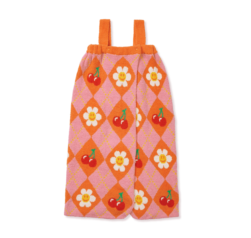 🌼 위글위글 샤워 목욕가운 배스 랩 타월 Smile Cherry Argyle Bath Wrap Towel