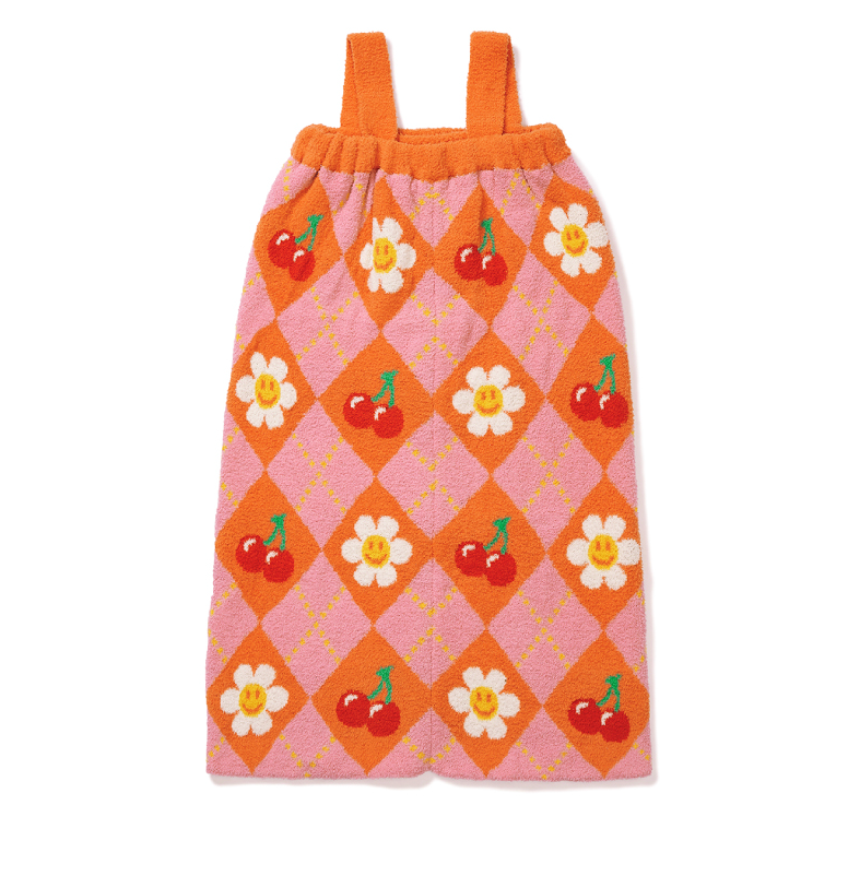 🌼 위글위글 샤워 목욕가운 배스 랩 타월 Smile Cherry Argyle Bath Wrap Towel