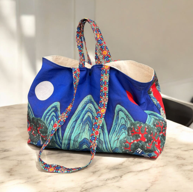 🇰🇷일월오봉도 린넨 숄더백 100%핸드메이드 전통패턴 에코백/Ilwolobongdo Linen Shoulder Bag