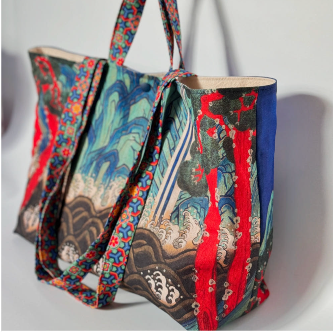 🇰🇷일월오봉도 린넨 숄더백 100%핸드메이드 전통패턴 에코백/Ilwolobongdo Linen Shoulder Bag