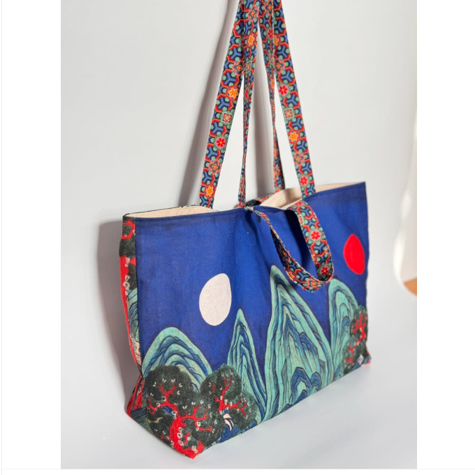 🇰🇷일월오봉도 린넨 숄더백 100%핸드메이드 전통패턴 에코백/Ilwolobongdo Linen Shoulder Bag